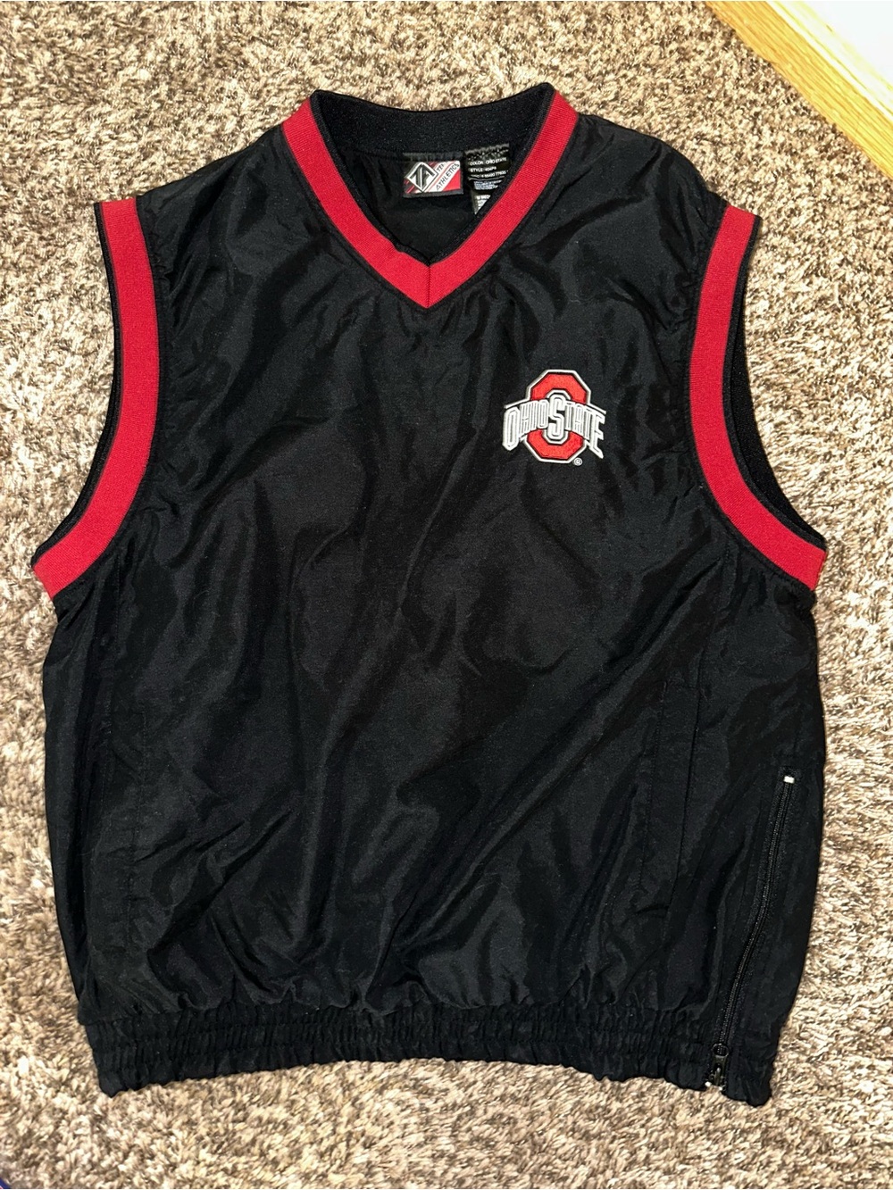 Ohio State Men's Black & Red Sleeveless Windbreaker Vest
